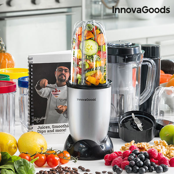 One Touch InnovaGoods 250W Szürke Üveg Keverő- Turmixgép Receptkönyvvel One Touch InnovaGoods 250W Szürke Üveg Keverő- Turmixgép Receptkönyvvel