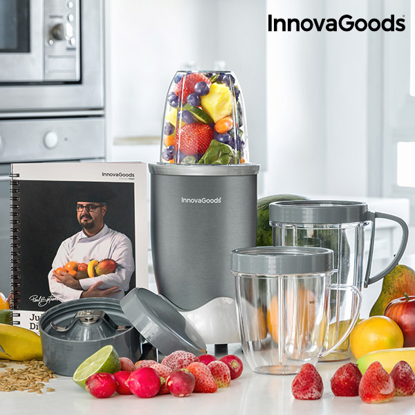 InnovaGoods Nutri·One Touch 600W Szürke Üveg Turmixgép Receptkönyvvel InnovaGoods Nutri·One Touch 600W Szürke Üveg Turmixgép Receptkönyvvel