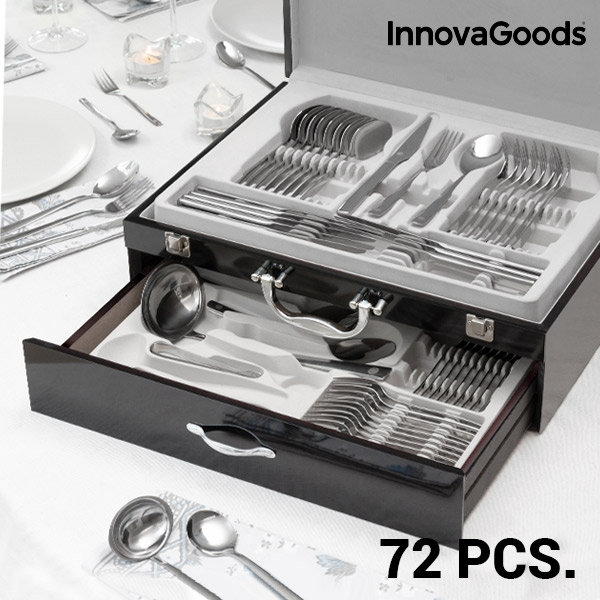 InnovaGoods Cook D'Lux Rozsdamentes Acél Evőeszköz Készlet (72 darabos) InnovaGoods Cook D'Lux Rozsdamentes Acél Evőeszköz Készlet (72 darabos)