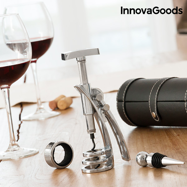 InnovaGoods Borkiegészítő Készlet Screwpull Dugóhúzóval (4 Darabos) InnovaGoods Borkiegészítő Készlet Screwpull Dugóhúzóval (4 Darabos)