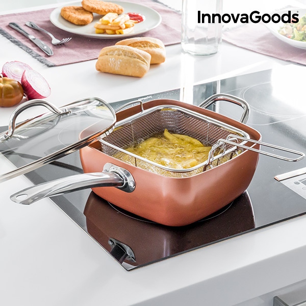 InnovaGoods Copper 5 az 1-ben Többfunkciós Kerámia Serpenyő Készlet (4 Darabos) InnovaGoods Copper 5 az 1-ben Többfunkciós Kerámia Serpenyő Készlet (4 Darabos)