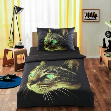 3D ágynemű Apex - Zöld macska